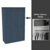 House Beautiful Realm Fitted Look Triple Wardrobe, White Carcass - Navy Blue Shaker Doors (W) 1451mm X (H) 2256mm