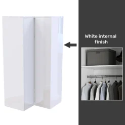 House Beautiful Escape Fitted Look Corner Wardrobe, White Carcass - Gloss White Handleless Doors (W) 1073mm X (H) 2226mm