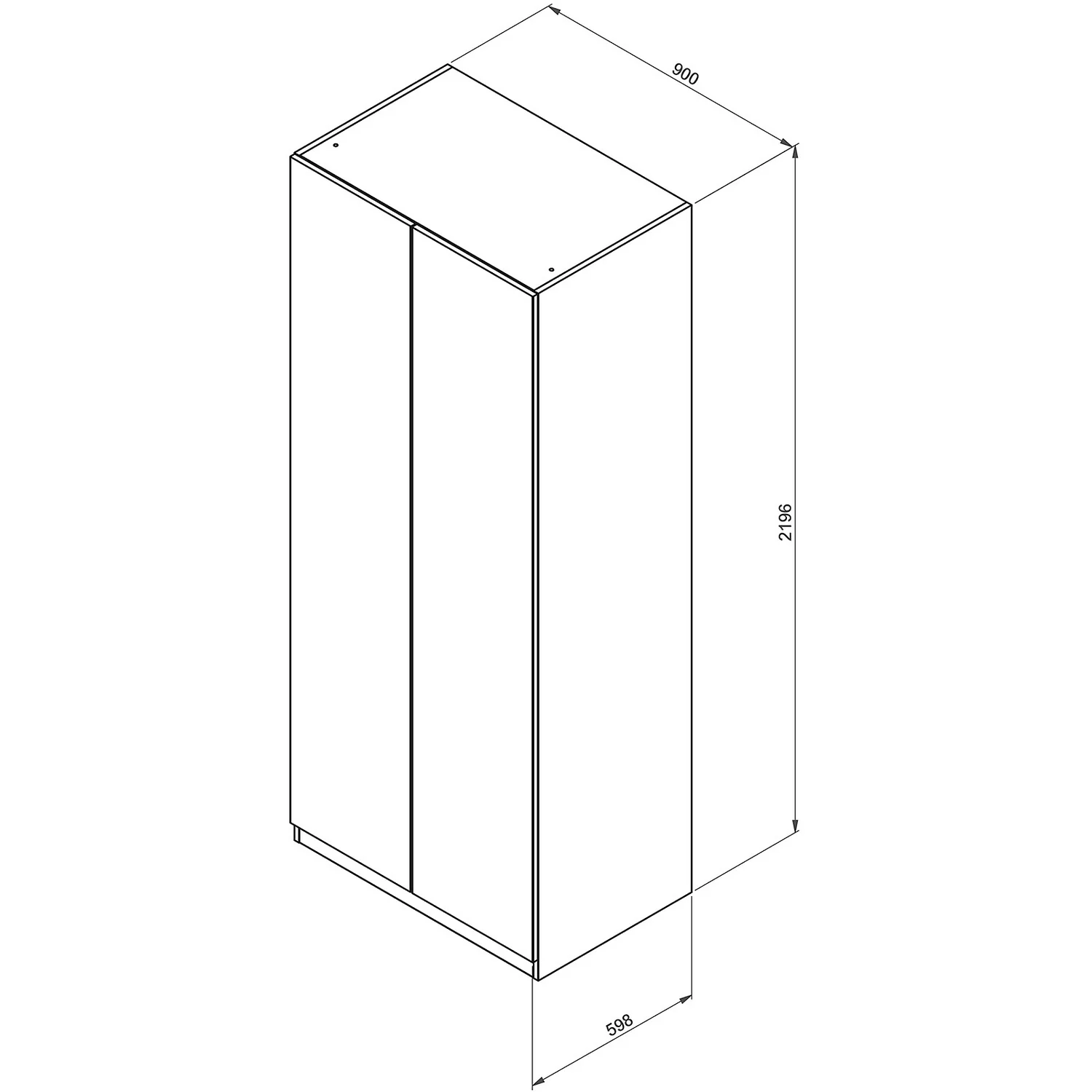 House Beautiful Escape Double Wardrobe, Grey Carcass - Gloss White Handleless Doors (W) 900mm X (H) 2196mm 6 House Beautiful Escape Double Wardrobe, Grey Carcass - Gloss White Handleless Doors (W) 900mm X (H) 2196mm - Image 4