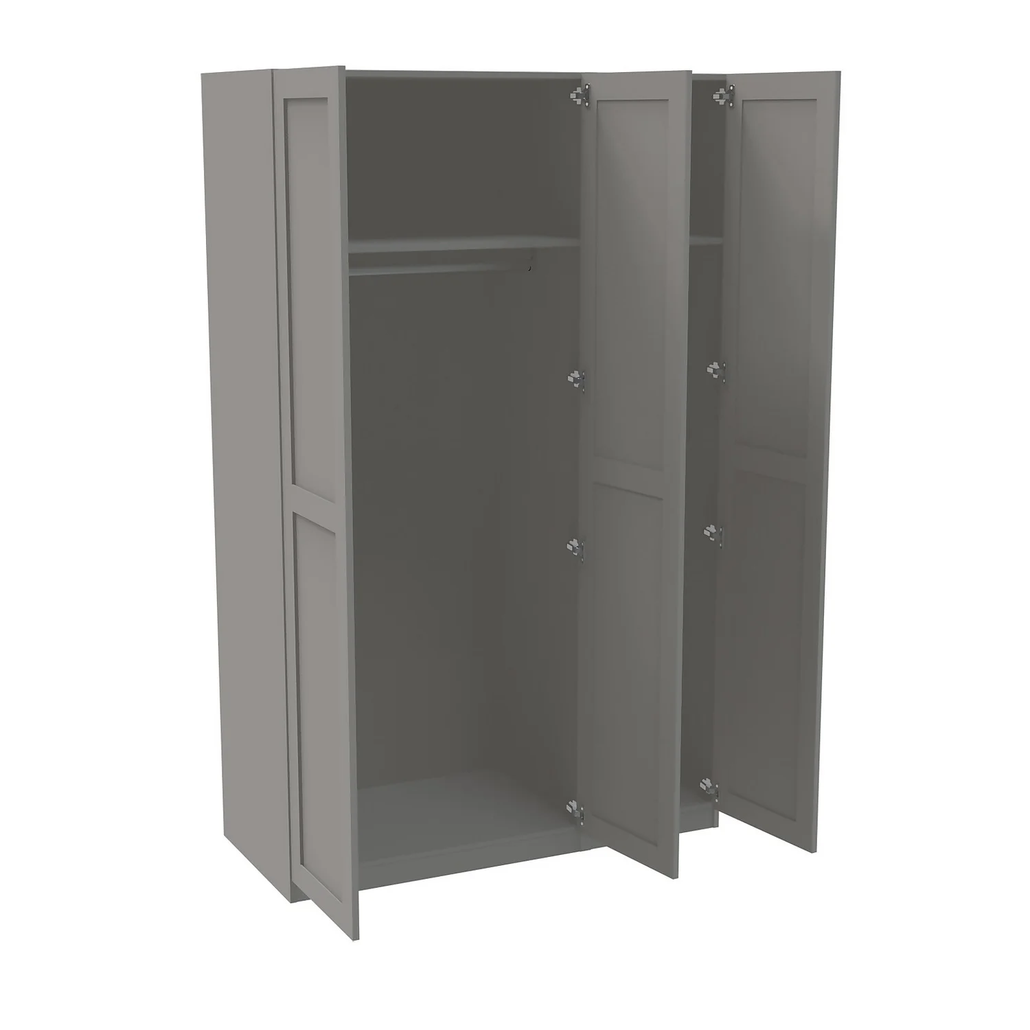 House Beautiful Realm Triple Wardrobe, Grey Carcass - Grey Shaker Doors (W) 1350mm X (H) 2196mm 4 House Beautiful Realm Triple Wardrobe, Grey Carcass - Grey Shaker Doors (W) 1350mm X (H) 2196mm - Image 2