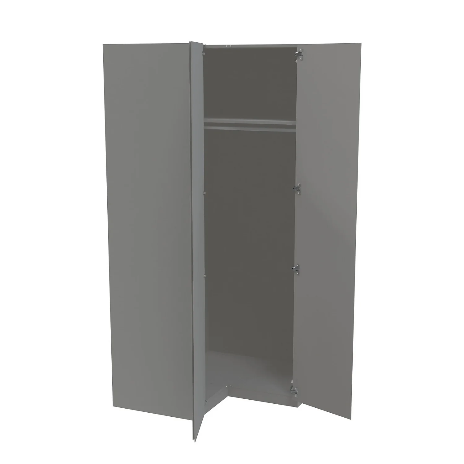 House Beautiful Escape Corner Wardrobe, Grey Carcass - Gloss Grey Handleless Doors (W) 1053mm X (H) 2196mm 4 House Beautiful Escape Corner Wardrobe, Grey Carcass - Gloss Grey Handleless Doors (W) 1053mm X (H) 2196mm - Image 2