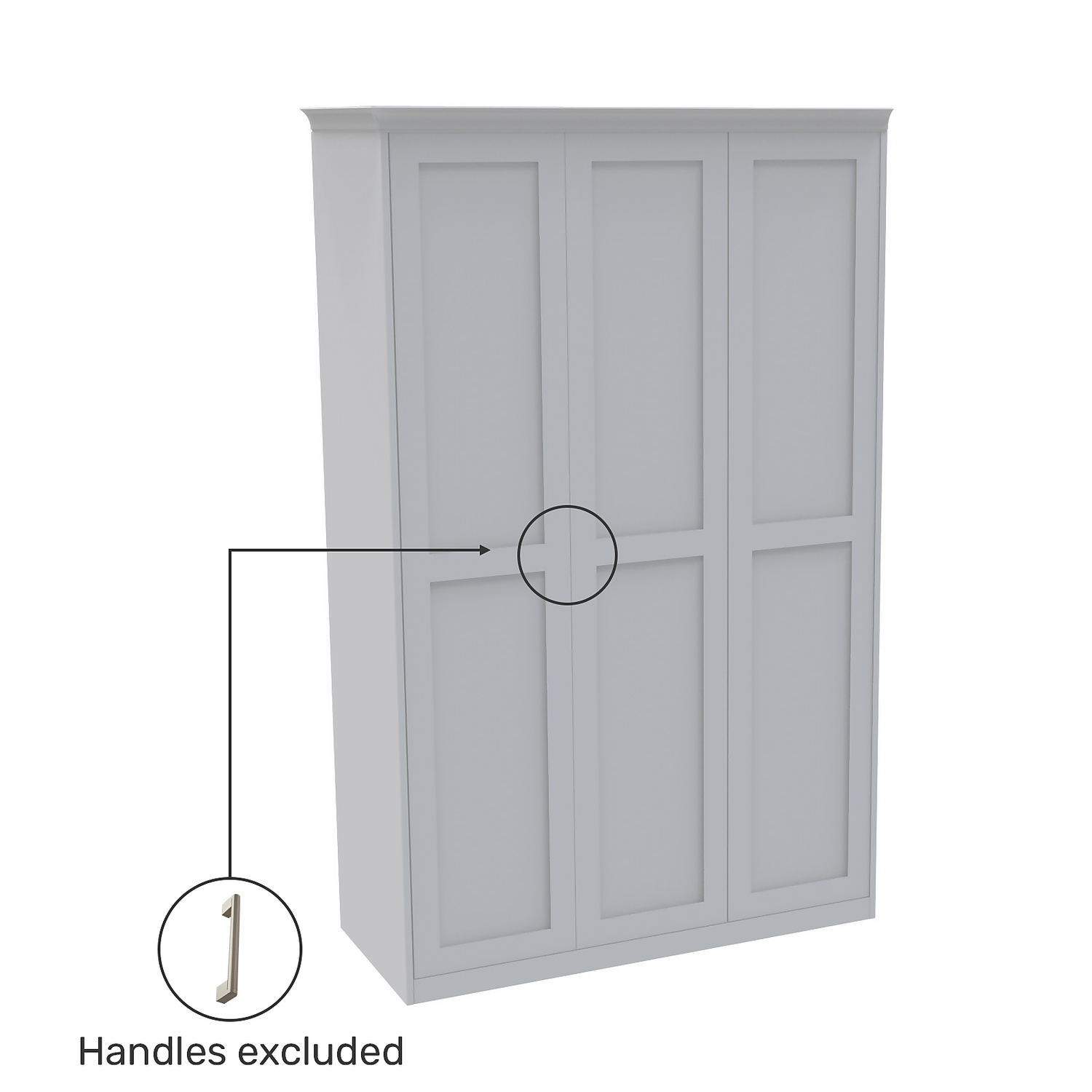 House Beautiful Realm Fitted Look Triple Wardrobe, Grey Carcass - White Shaker Doors (W) 1451mm X (H) 2256mm 5 House Beautiful Realm Fitted Look Triple Wardrobe, Grey Carcass - White Shaker Doors (W) 1451mm X (H) 2256mm - Image 3