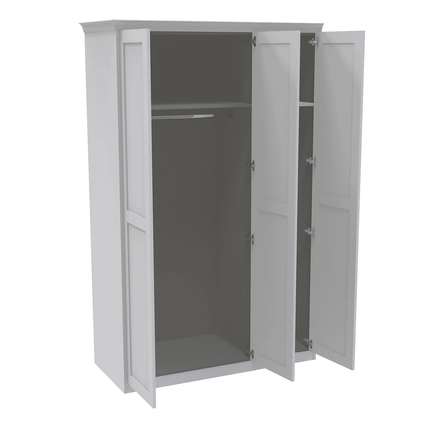 House Beautiful Realm Fitted Look Triple Wardrobe, Grey Carcass - White Shaker Doors (W) 1451mm X (H) 2256mm 4 House Beautiful Realm Fitted Look Triple Wardrobe, Grey Carcass - White Shaker Doors (W) 1451mm X (H) 2256mm - Image 2