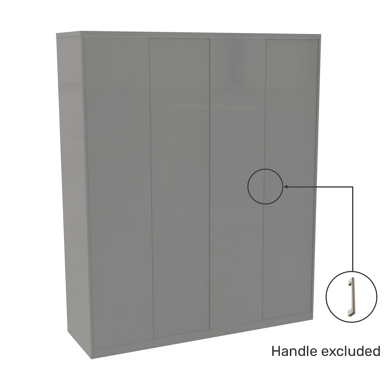 House Beautiful Honest Fitted Look Quad Wardrobe, Grey Carcass - Gloss Grey Slab Doors (W) 1840mm X (H) 2226mm 5 House Beautiful Honest Fitted Look Quad Wardrobe, Grey Carcass - Gloss Grey Slab Doors (W) 1840mm X (H) 2226mm - Image 3