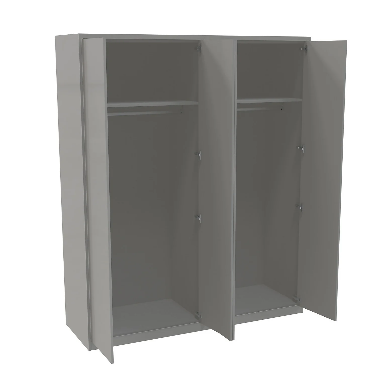 House Beautiful Honest Fitted Look Quad Wardrobe, Grey Carcass - Gloss Grey Slab Doors (W) 1840mm X (H) 2226mm 4 House Beautiful Honest Fitted Look Quad Wardrobe, Grey Carcass - Gloss Grey Slab Doors (W) 1840mm X (H) 2226mm - Image 2