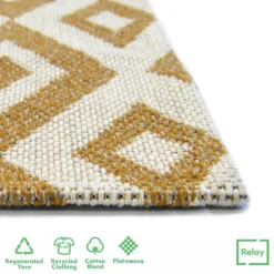 Recycled Cotton Geometric Rug - Ochre - 100x150cm -Home Furniture 14015868 1405006088826077