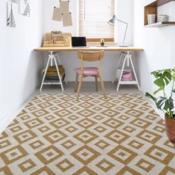 Recycled Cotton Geometric Rug - Ochre - 100x150cm -Home Furniture 14015868 6805006088943170