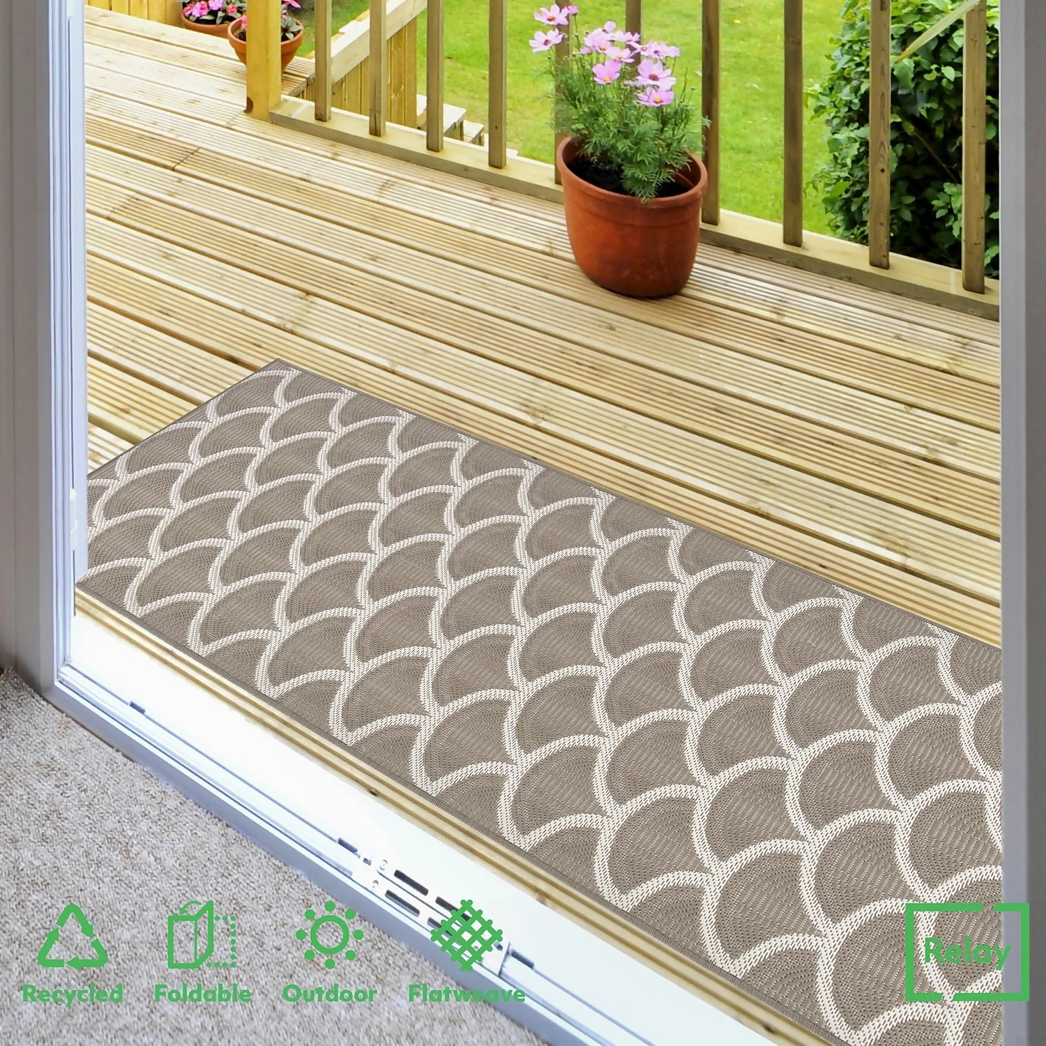 Relay Recycled Indoor/Outdoor Rug - Dark Natural - 60x230cm 4 Relay Recycled Indoor/Outdoor Rug - Dark Natural - 60x230cm - Image 2