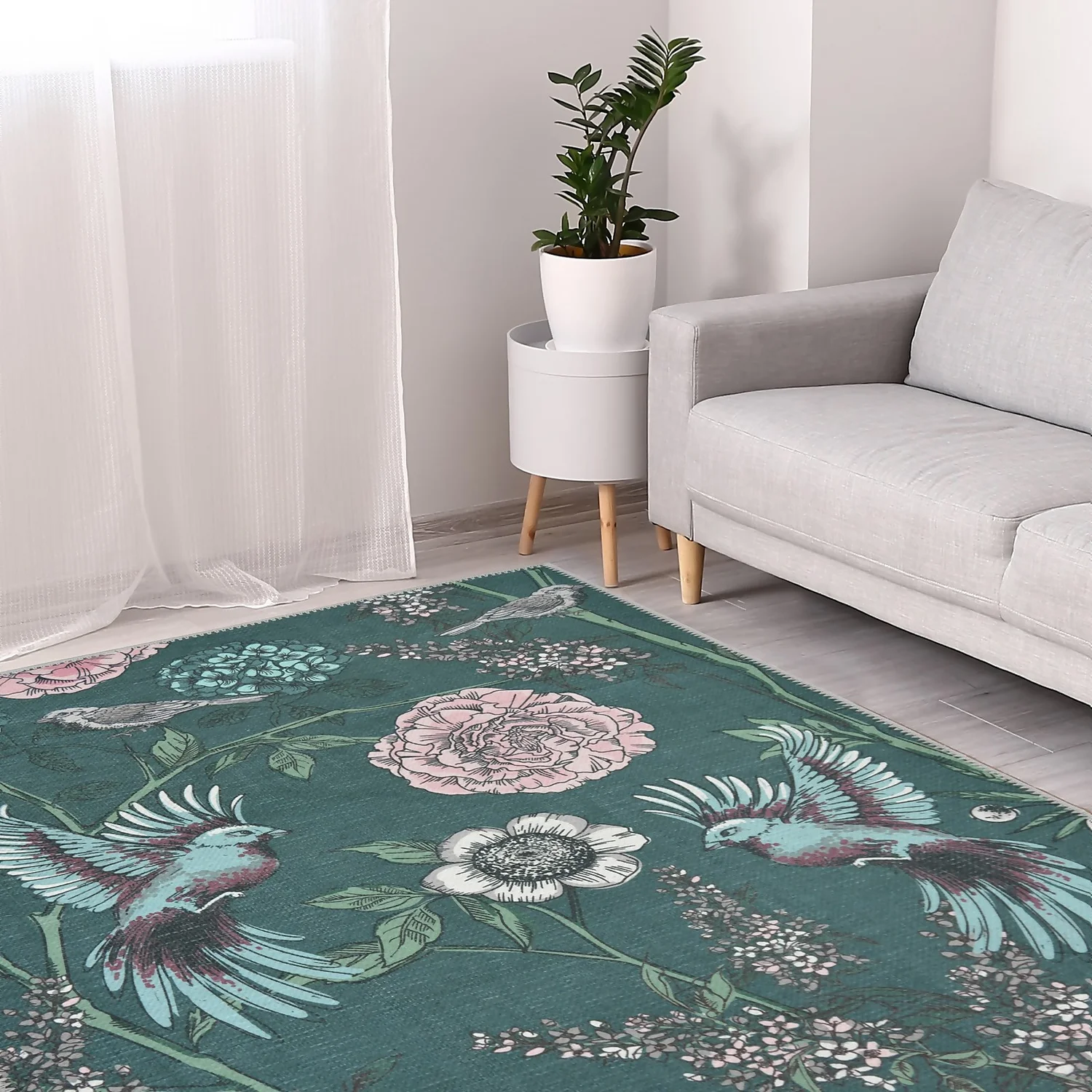 Opal Botanical Rug - Bottle Green - 100x150cm 4 Opal Botanical Rug - Bottle Green - 100x150cm - Image 2