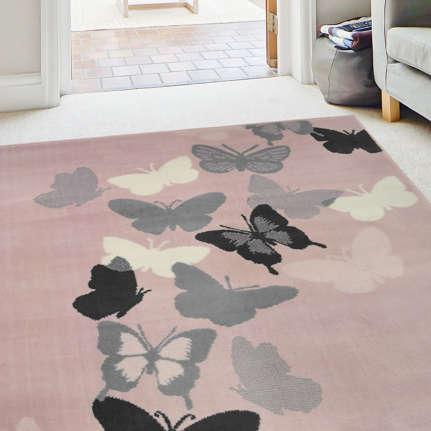 Butterfly Rug - Grey & Blush - 120x170cm 4 Butterfly Rug - Grey & Blush - 120x170cm - Image 2