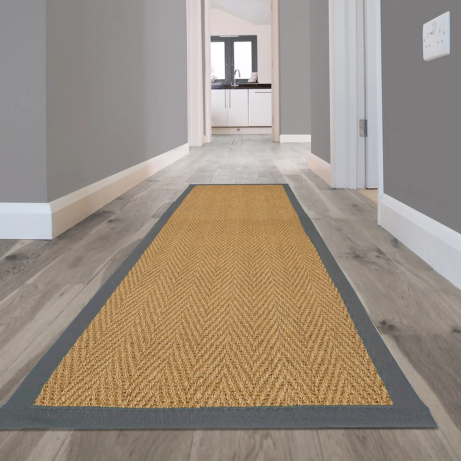 Herringbone Runner With Border - Grey - 60x180cm 4 Herringbone Runner With Border - Grey - 60x180cm - Image 2