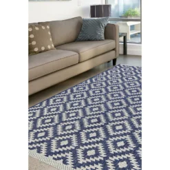 Indoor Outdoor Geo Rug - Navy - 120x170cm -Home Furniture 14758892 1675053511403567