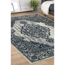 Indoor Outdoor Medallion Rug - Navy - 160x230cm -Home Furniture 14758900 2115053509792339