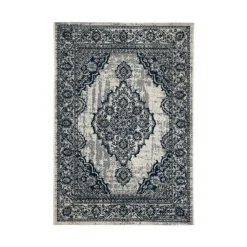 Indoor Outdoor Medallion Rug - Navy - 160x230cm