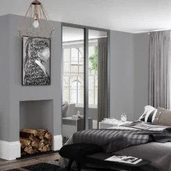 Shaker 2 Door Sliding Wardrobe Kit Mirror With Graphite Frame (W)1449 X (H)2260mm -Home Furniture 14817117 1835059988177844