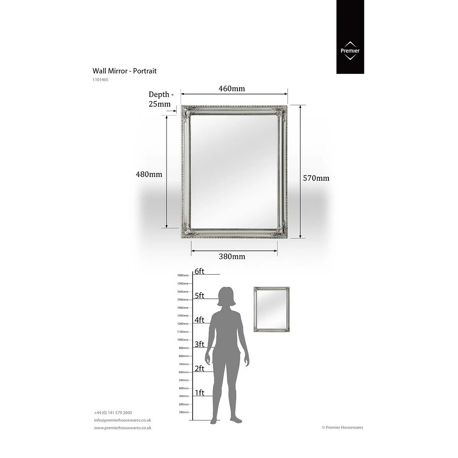 Classic Wall Mirror - Silver - 46x56cm 4 Classic Wall Mirror - Silver - 46x56cm - Image 2