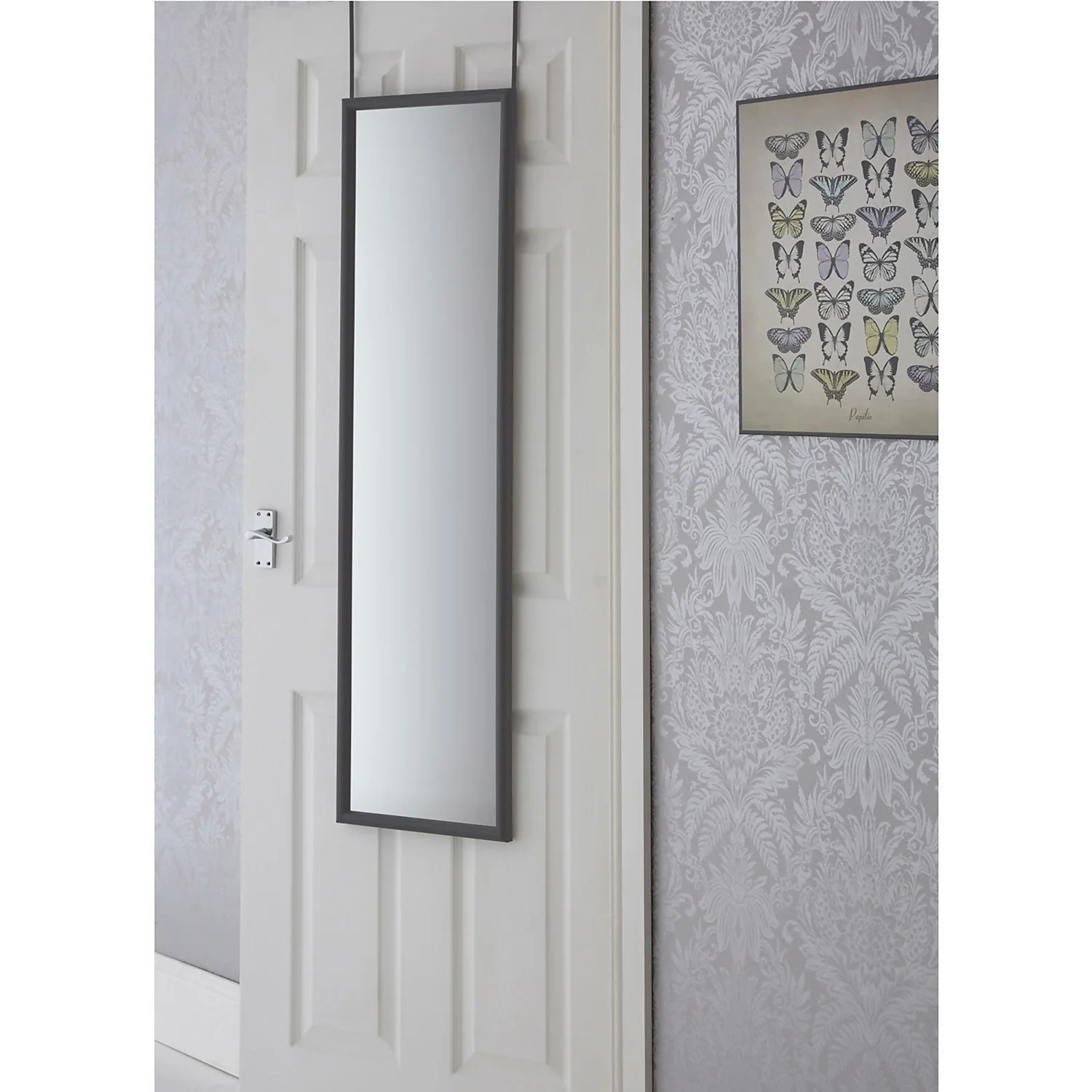 Over Door Hanging Mirror - Grey - 33.5x124cm 5 Over Door Hanging Mirror - Grey - 33.5x124cm - Image 3