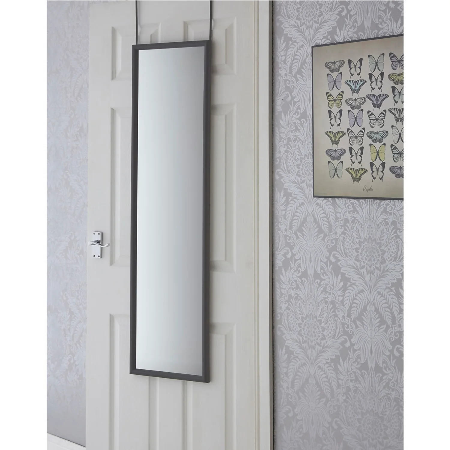 Over Door Hanging Mirror - Grey - 33.5x124cm 4 Over Door Hanging Mirror - Grey - 33.5x124cm - Image 2