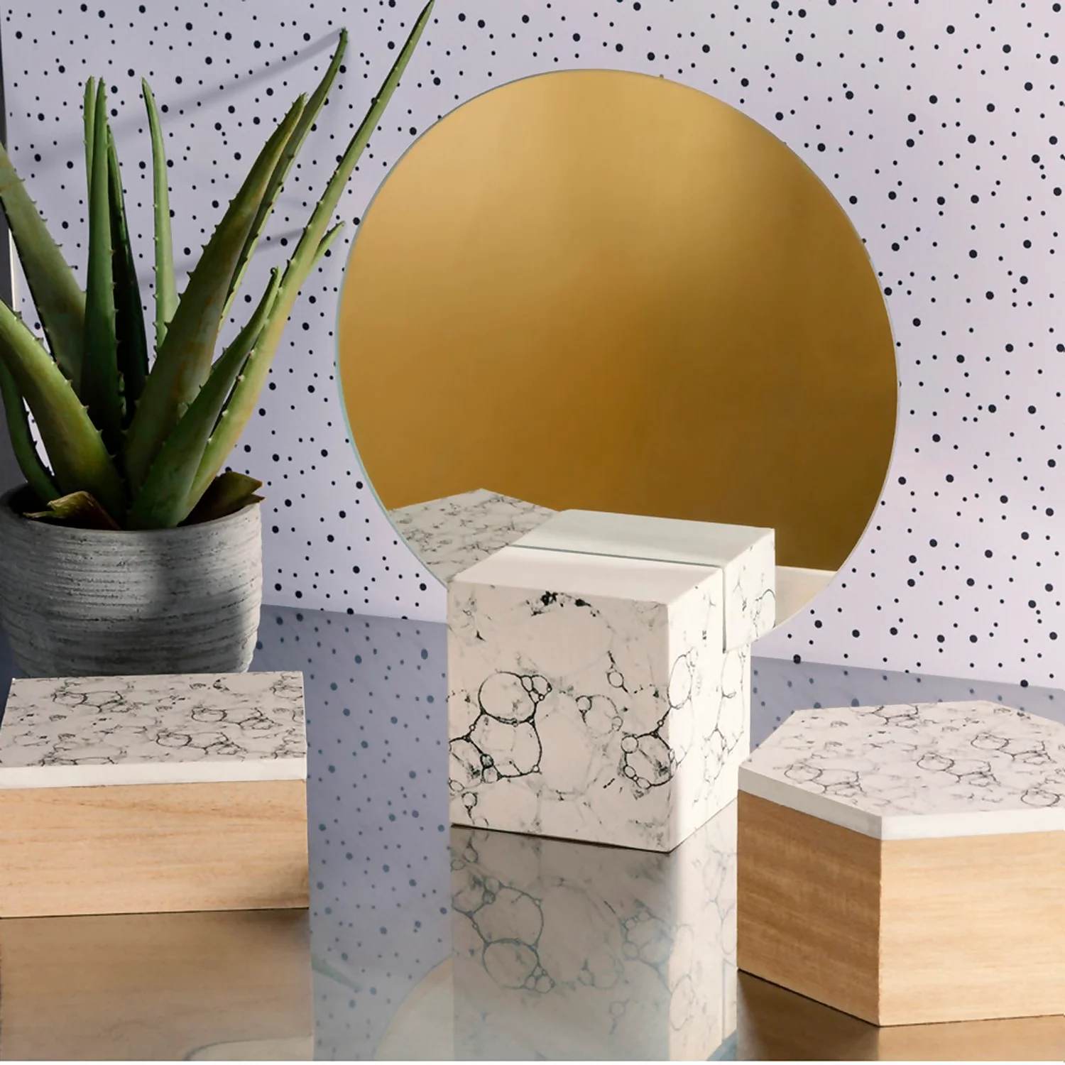 Mimo White Marble Effect Mirror 4 Mimo White Marble Effect Mirror - Image 2