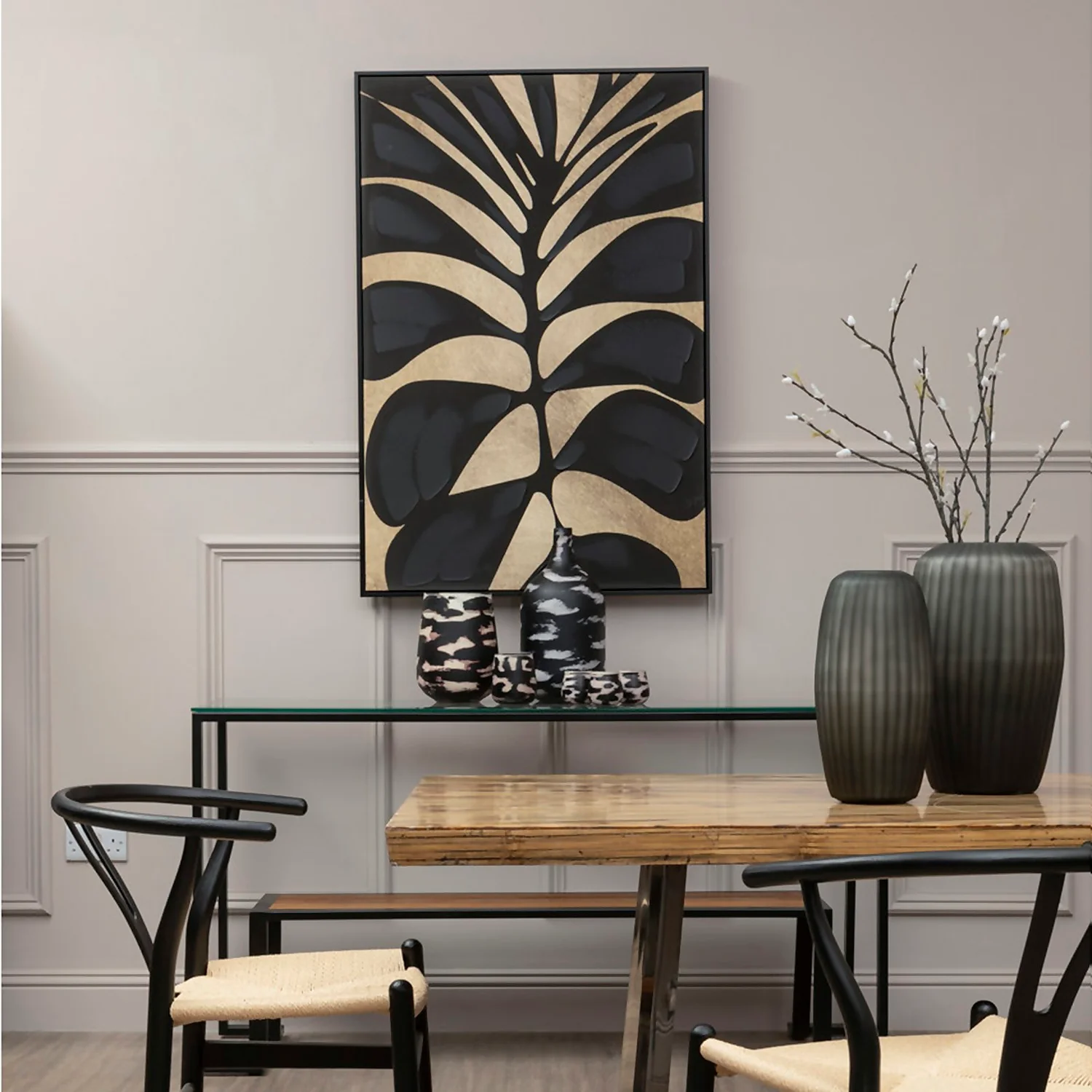 Astratto Canvas Wall Art Oil Painting - Black & Gold - 82.6x122.6cm 4 Astratto Canvas Wall Art Oil Painting - Black & Gold - 82.6x122.6cm - Image 2